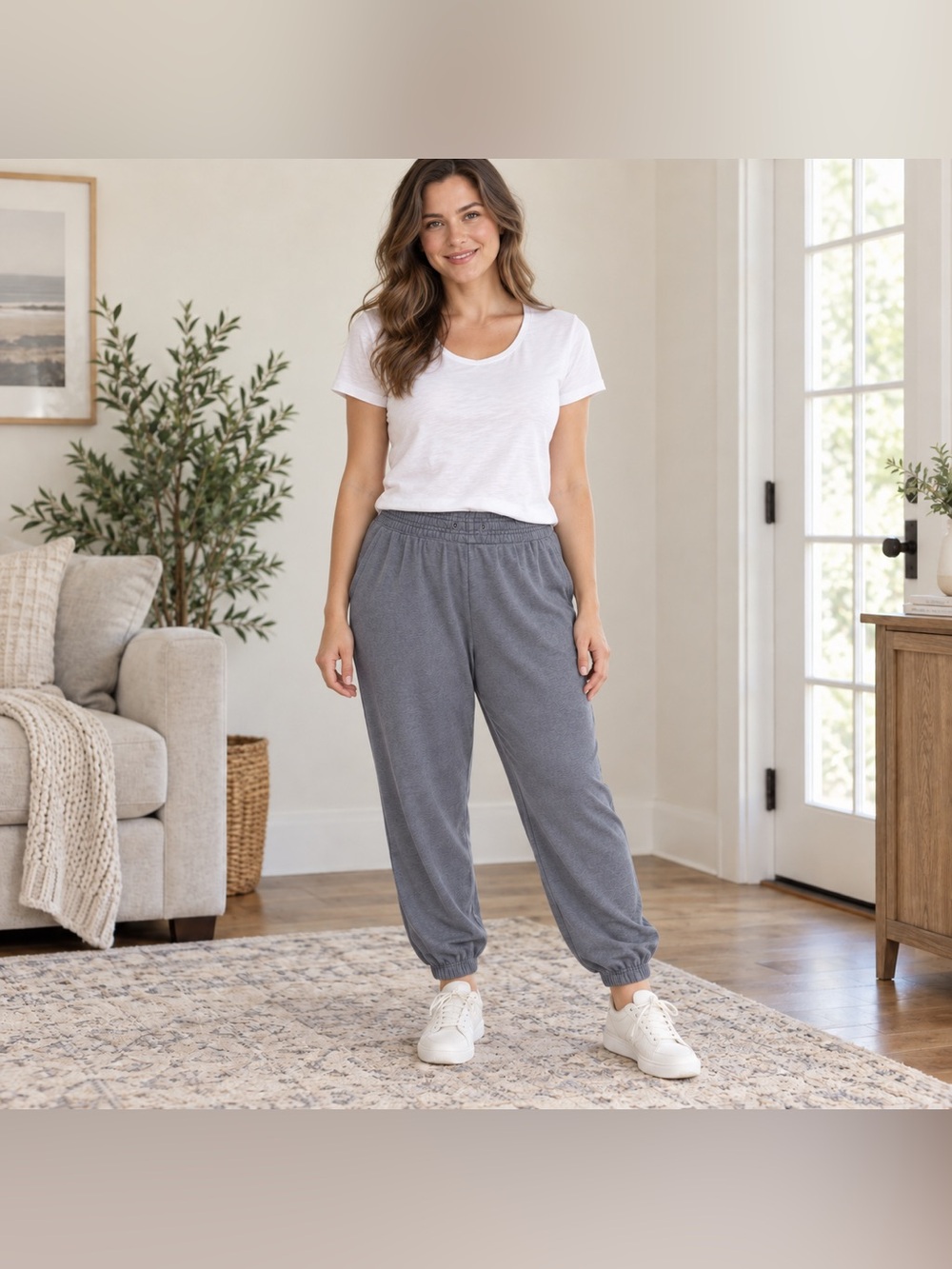 Aerie Gray Knit Jogger Sweatpants Cuffed Lounge Pants XL